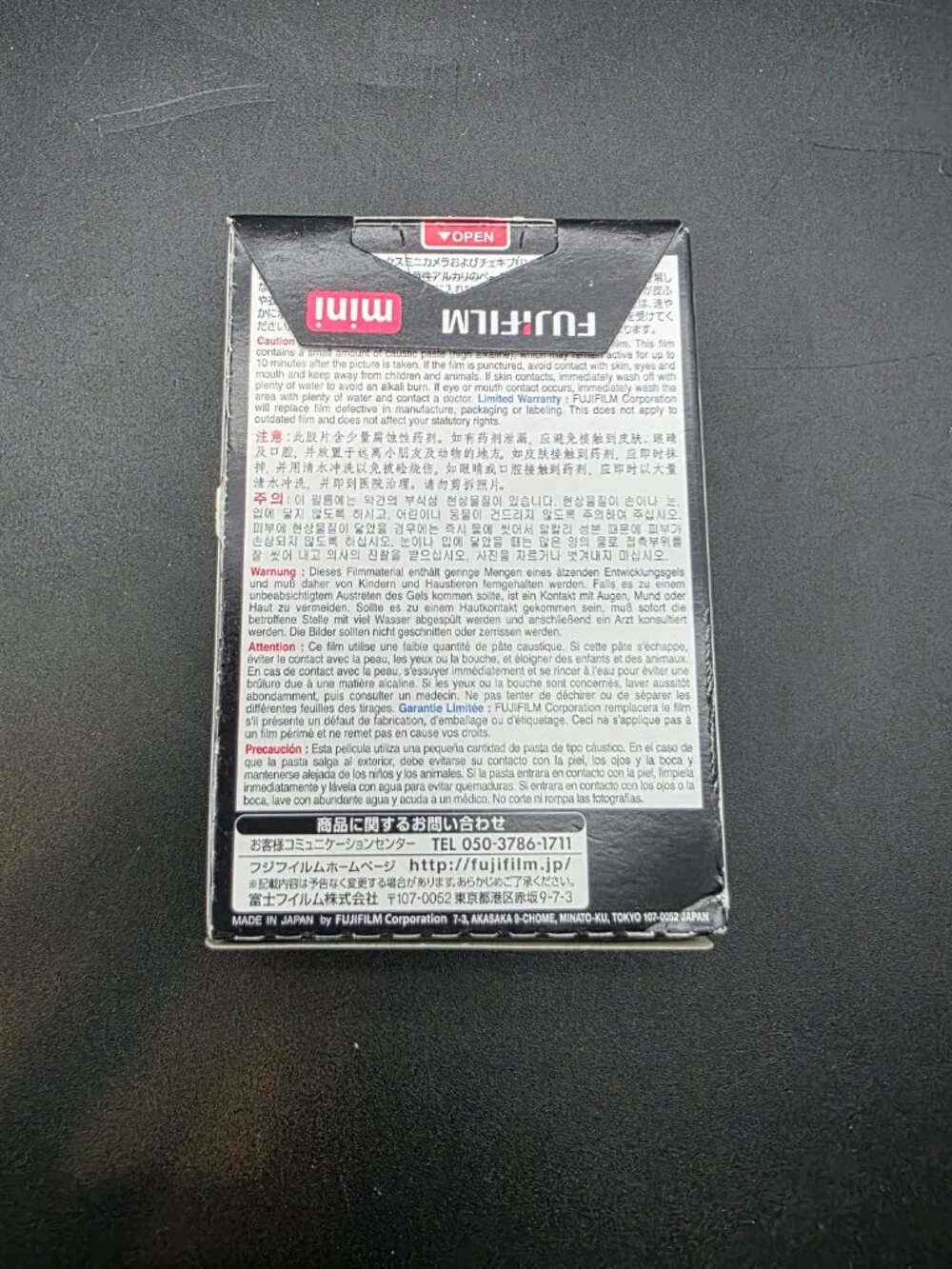 FujiFilm Instax Mini Black 10 Sheets Exp 10-2018 NEW